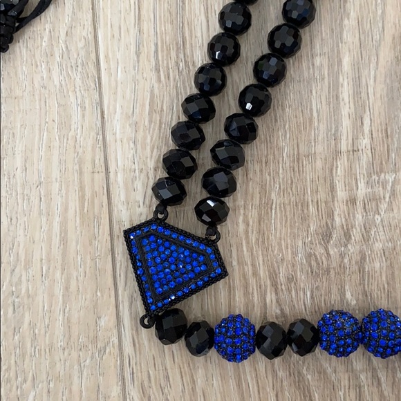 New men’s blue superman long necklace rosary - Picture 3 of 5